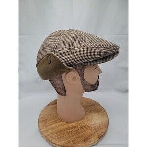 Goorin Bros Wool Blend Brown Newsboy Hat Ear Flap Lined Size Medium